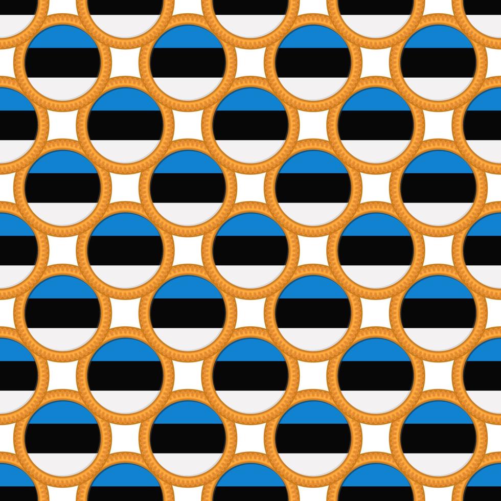 Pattern cookie with flag country Estonia in tasty biscuit vector