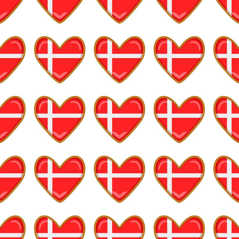 Pattern cookie with flag country Denmark in tasty biscuit vector