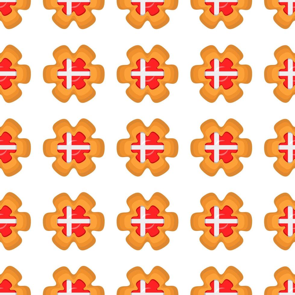 Pattern cookie with flag country Denmark in tasty biscuit vector