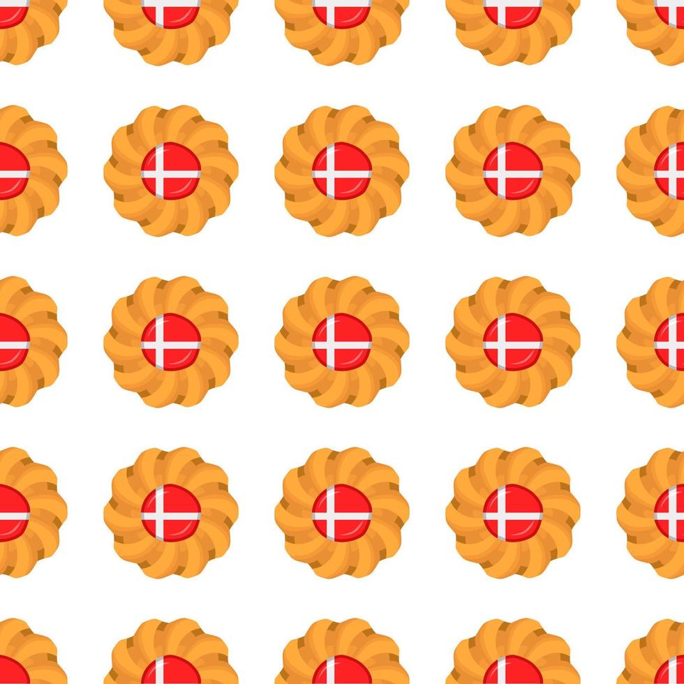 Pattern cookie with flag country Denmark in tasty biscuit vector