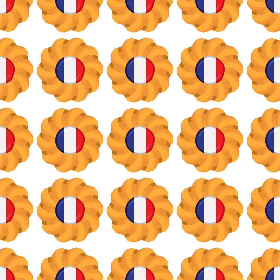 Pattern cookie with flag country France in tasty biscuit vector