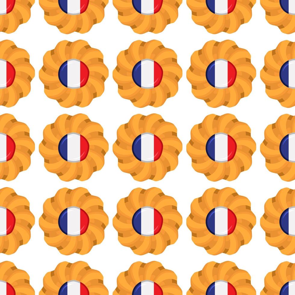 Pattern cookie with flag country France in tasty biscuit vector