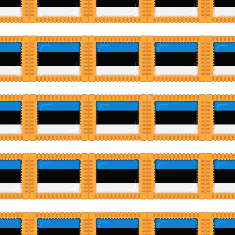 Pattern cookie with flag country Estonia in tasty biscuit vector