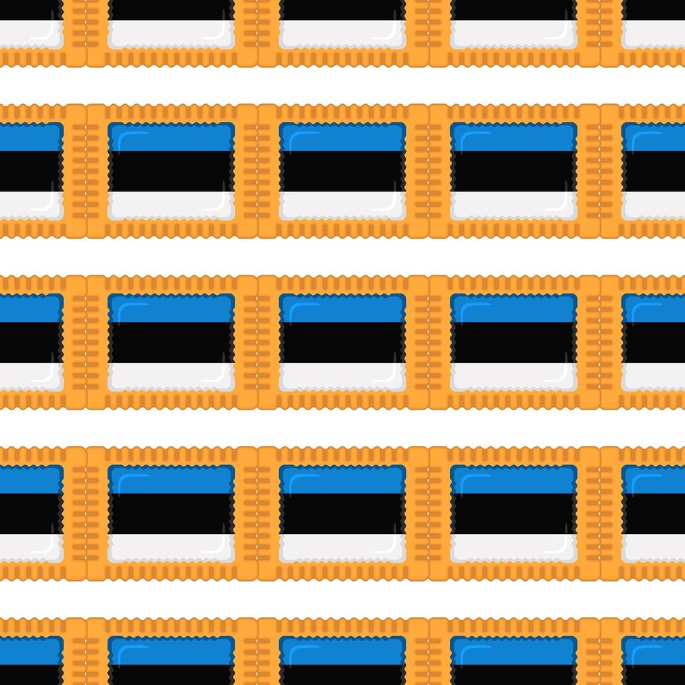 Pattern cookie with flag country Estonia in tasty biscuit vector