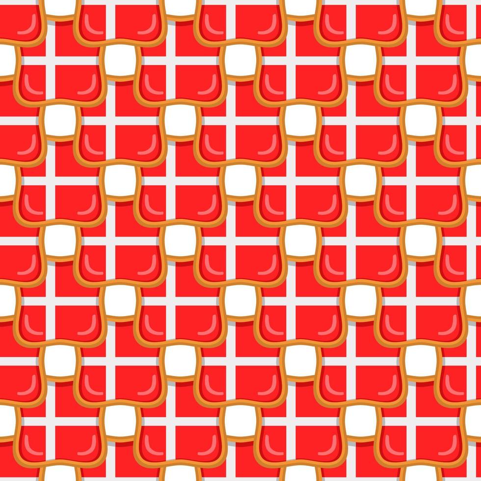 Pattern cookie with flag country Denmark in tasty biscuit vector