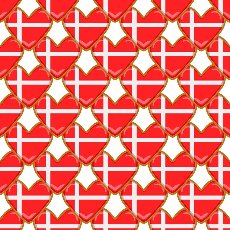 Pattern cookie with flag country Denmark in tasty biscuit vector