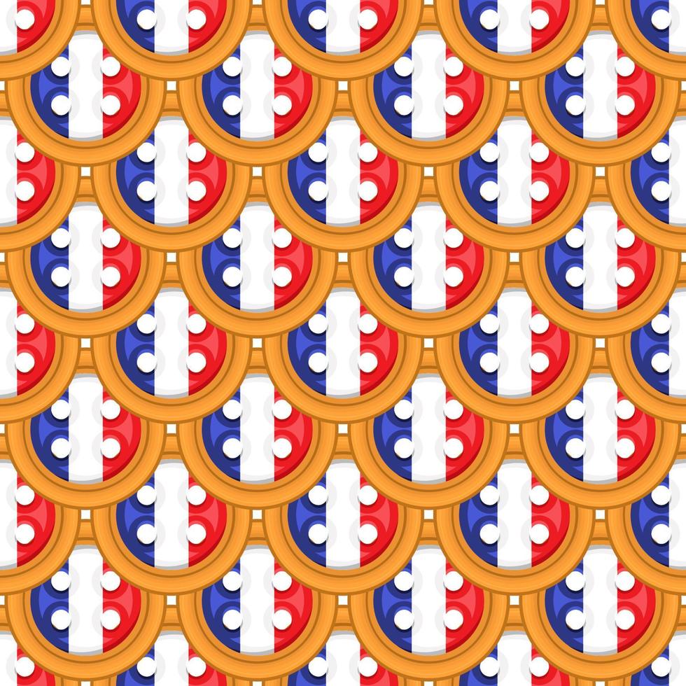 Pattern cookie with flag country France in tasty biscuit vector