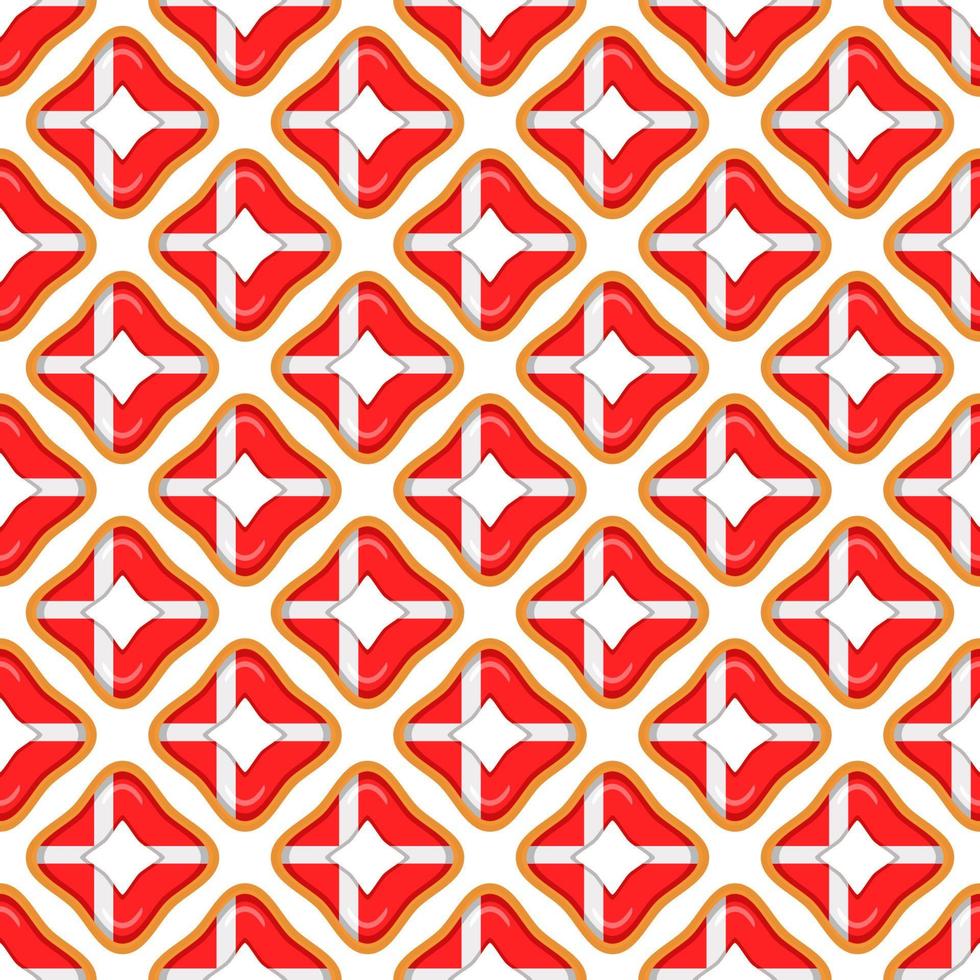 Pattern cookie with flag country Denmark in tasty biscuit vector