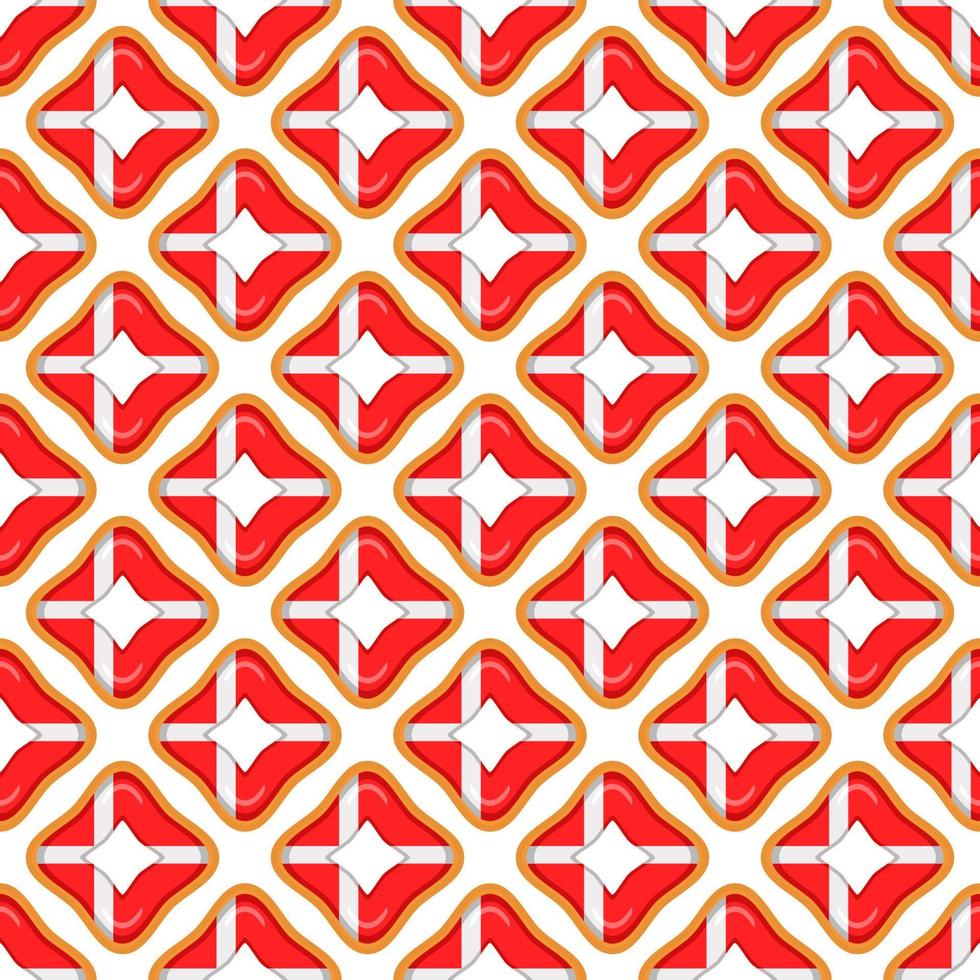 Pattern cookie with flag country Denmark in tasty biscuit vector