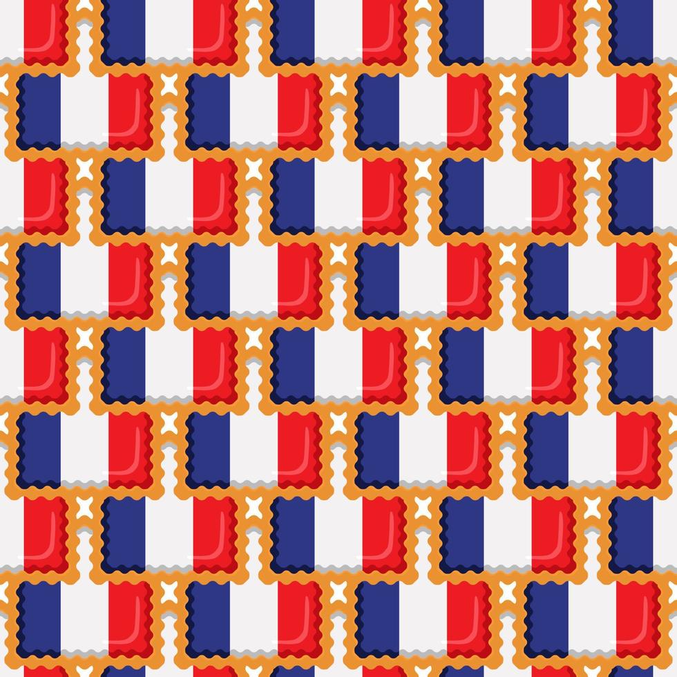 Pattern cookie with flag country France in tasty biscuit vector