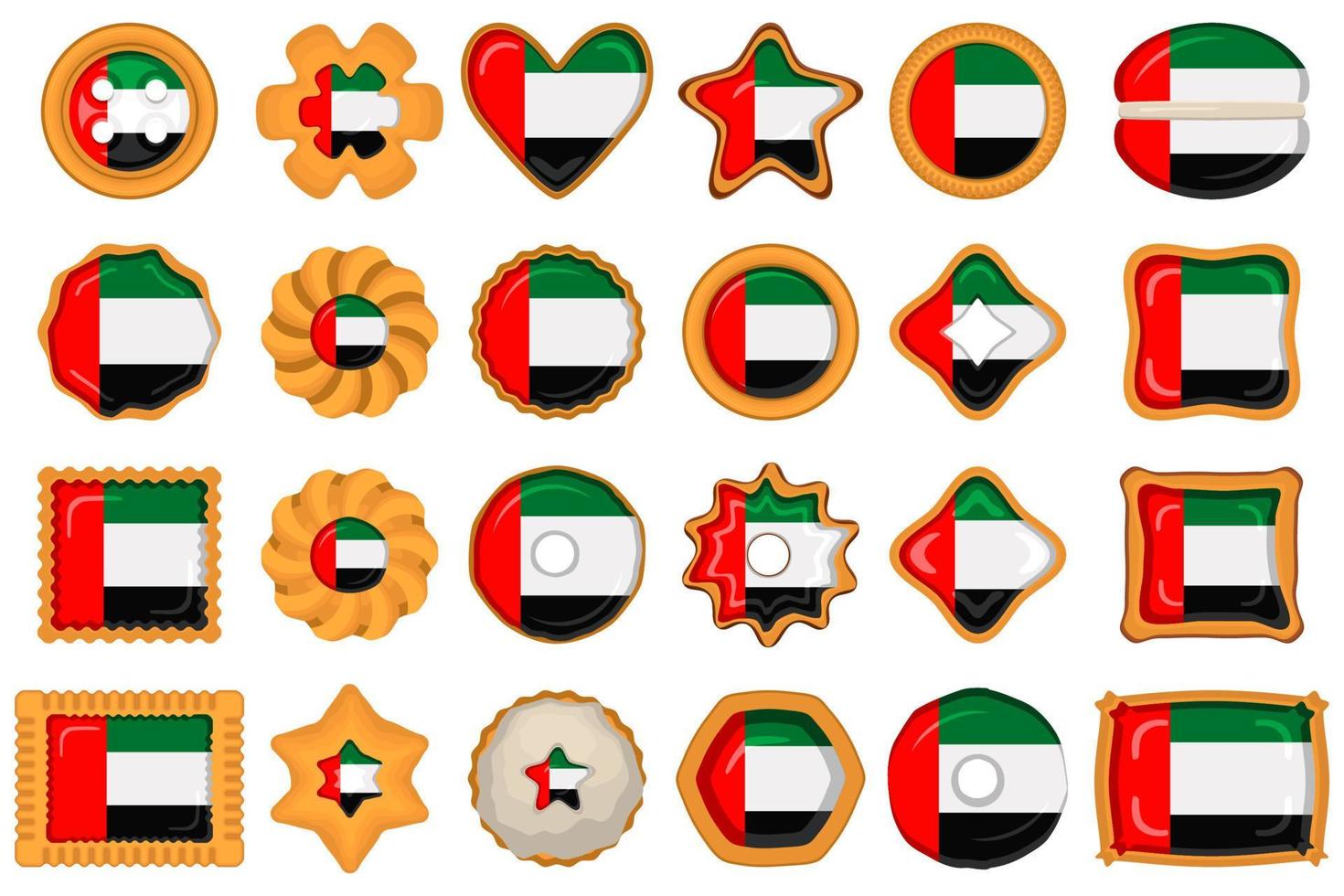 Homemade super cookie with flag country UAE in tasty biscuit vector