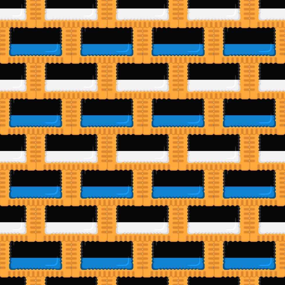 Pattern cookie with flag country Estonia in tasty biscuit vector