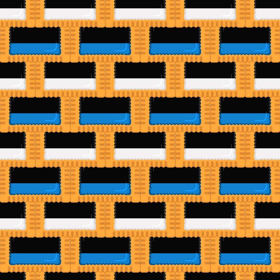 Pattern cookie with flag country Estonia in tasty biscuit vector