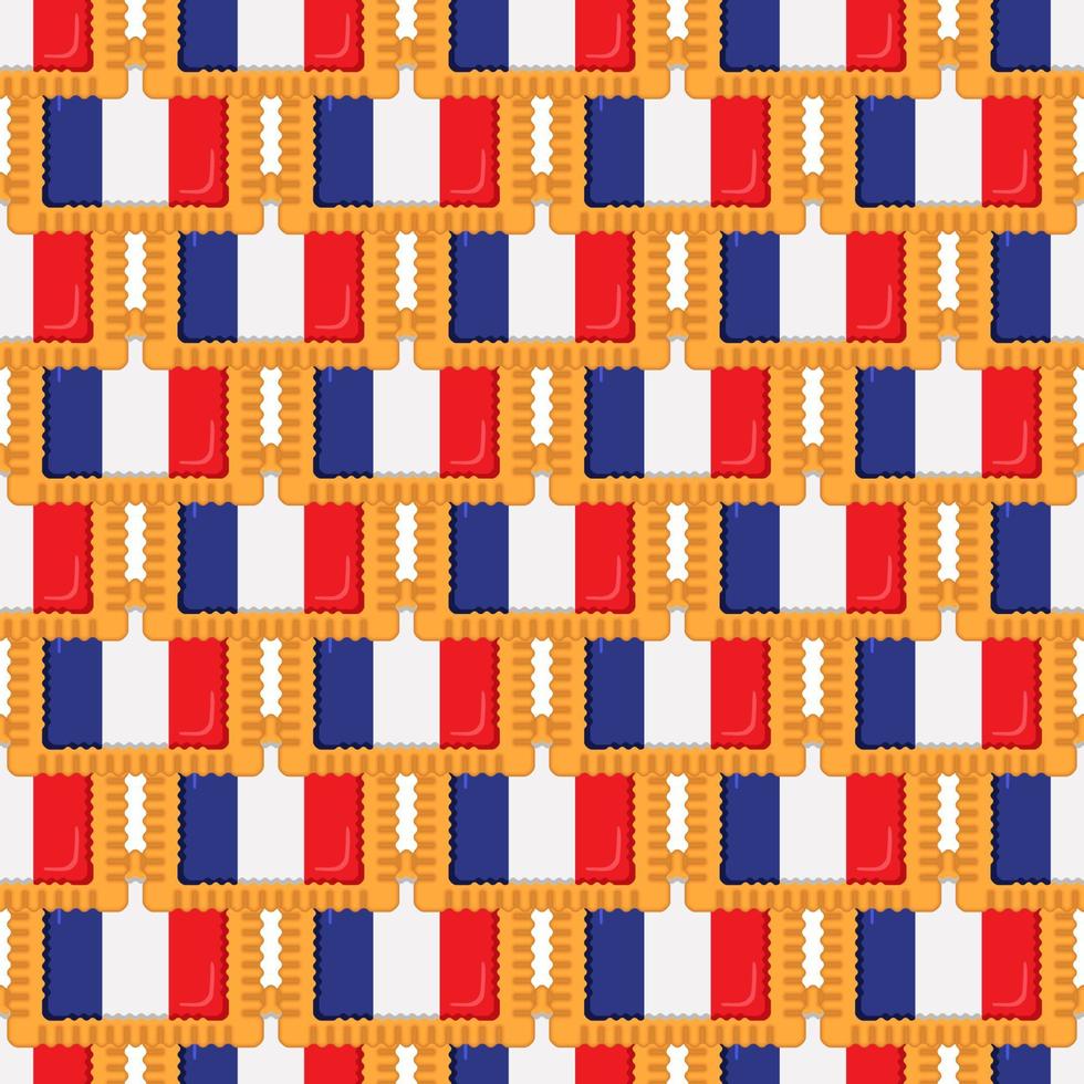 Pattern cookie with flag country France in tasty biscuit vector