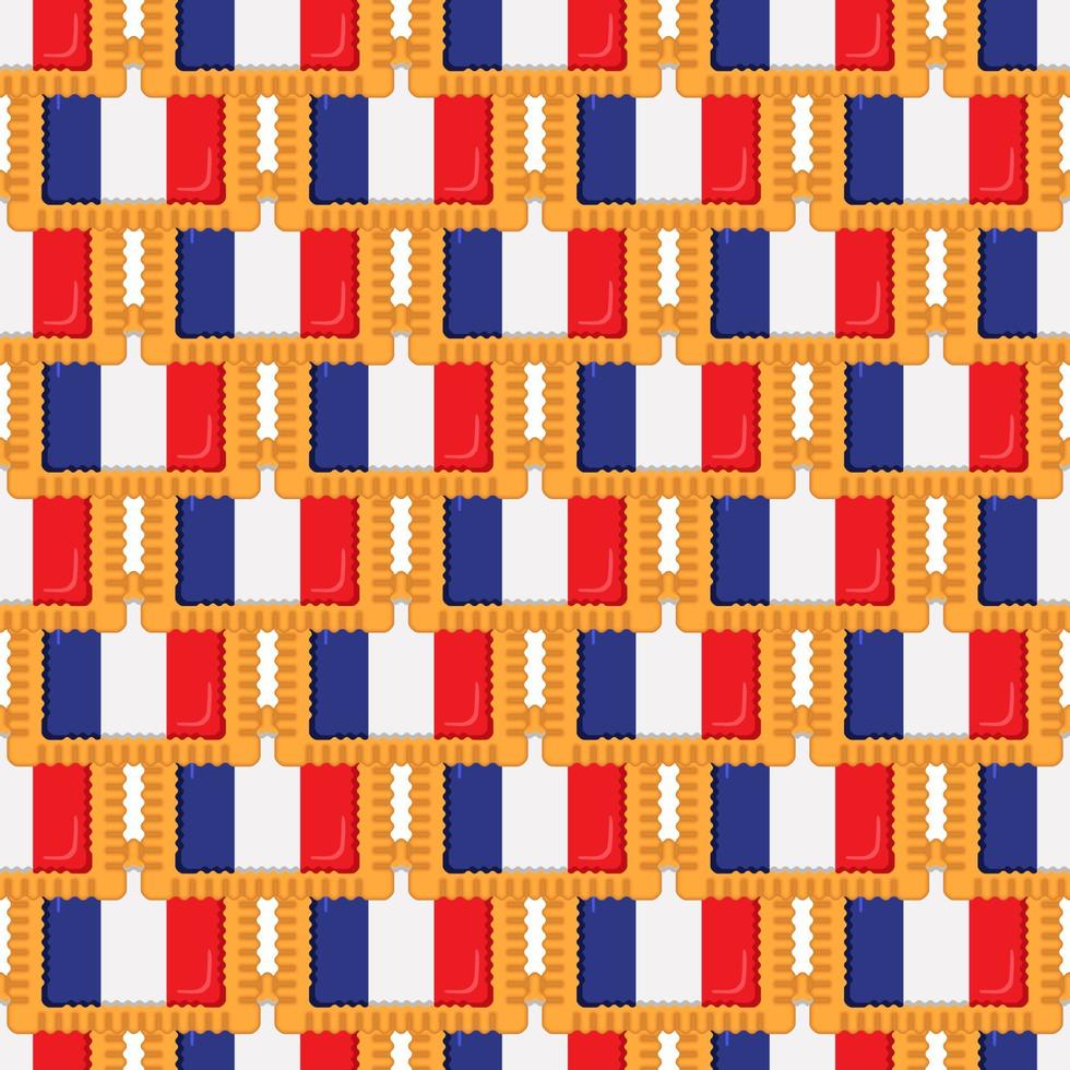 Pattern cookie with flag country France in tasty biscuit vector