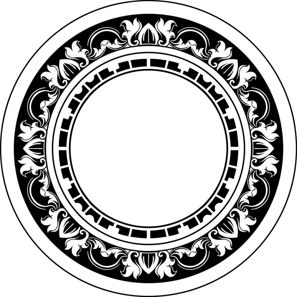 circle line art with carved ornament vector