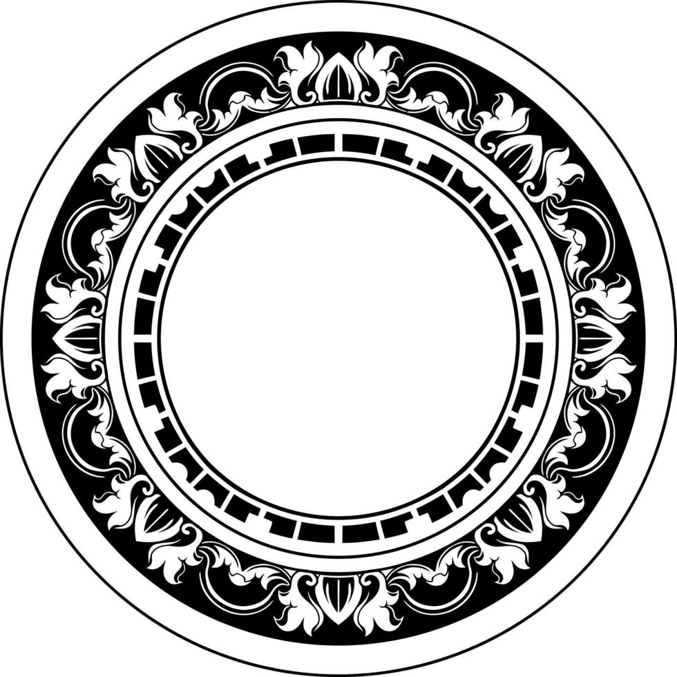 circle line art with carved ornament vector