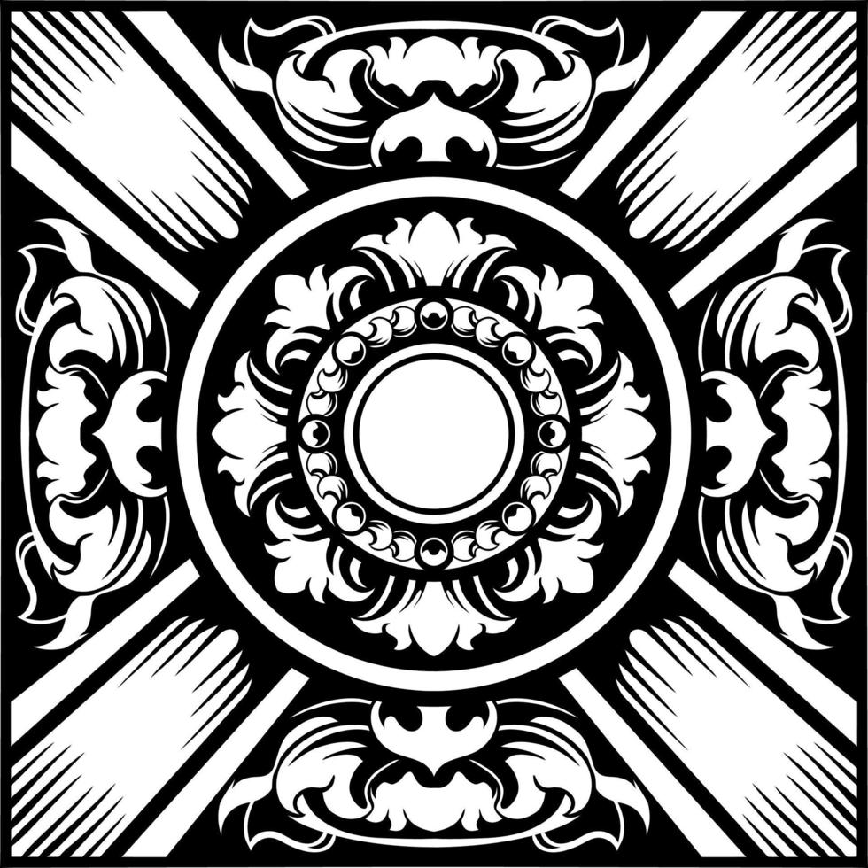 circle line art with carved ornament vector