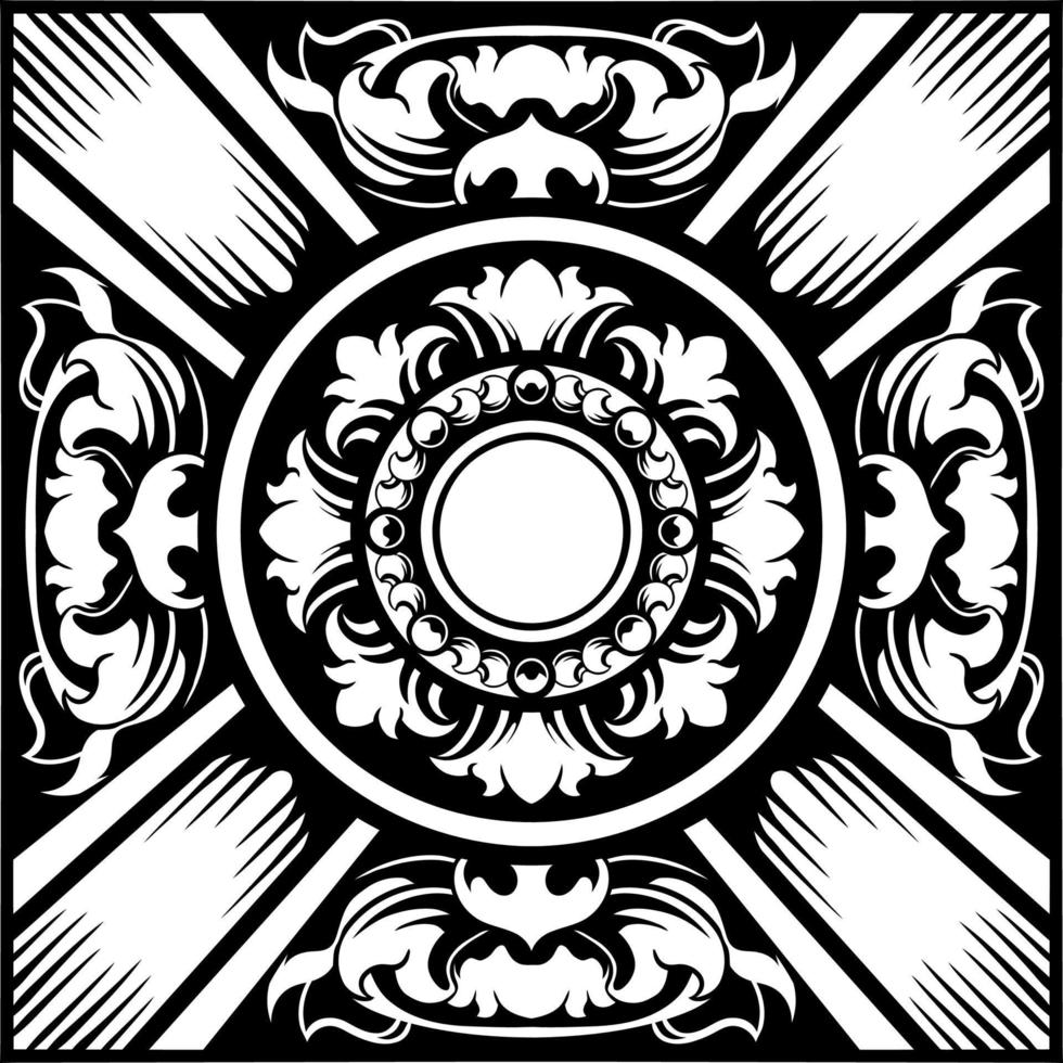 circulo línea Arte con tallado ornamento vector