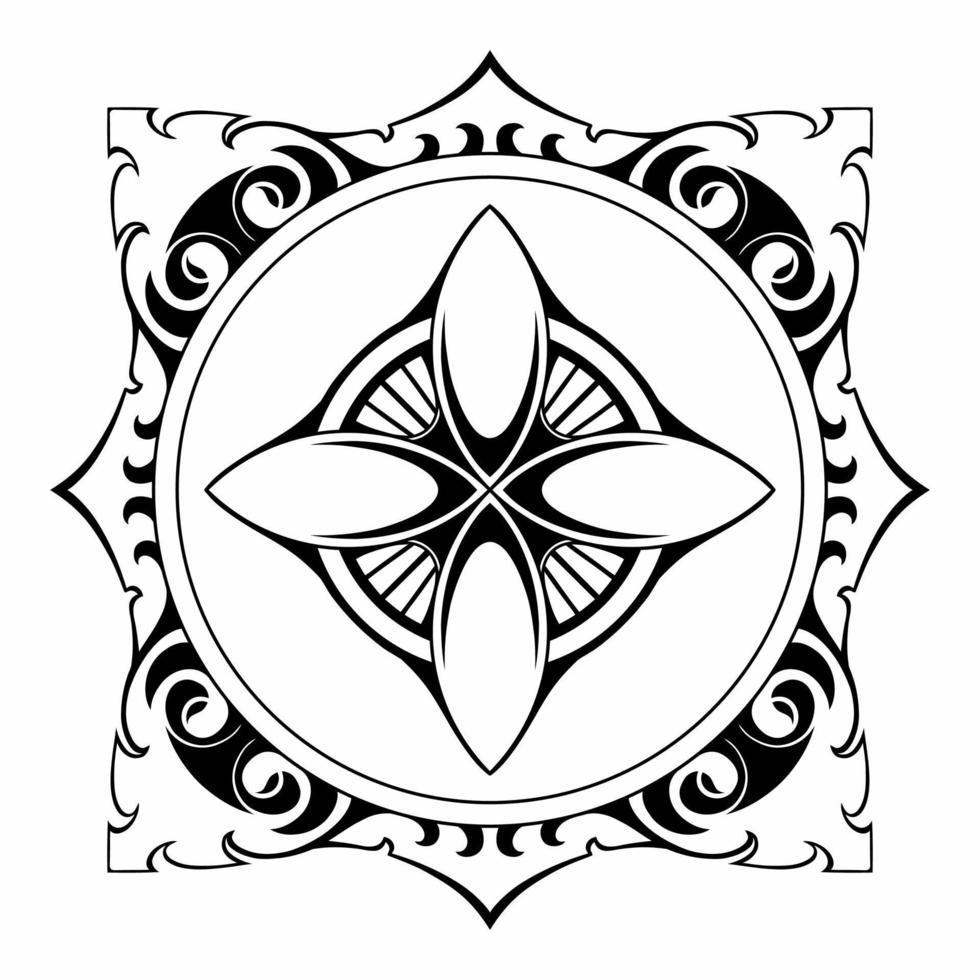 circle line art with carved ornament vector