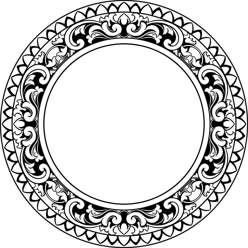 circle line art with carved ornament vector
