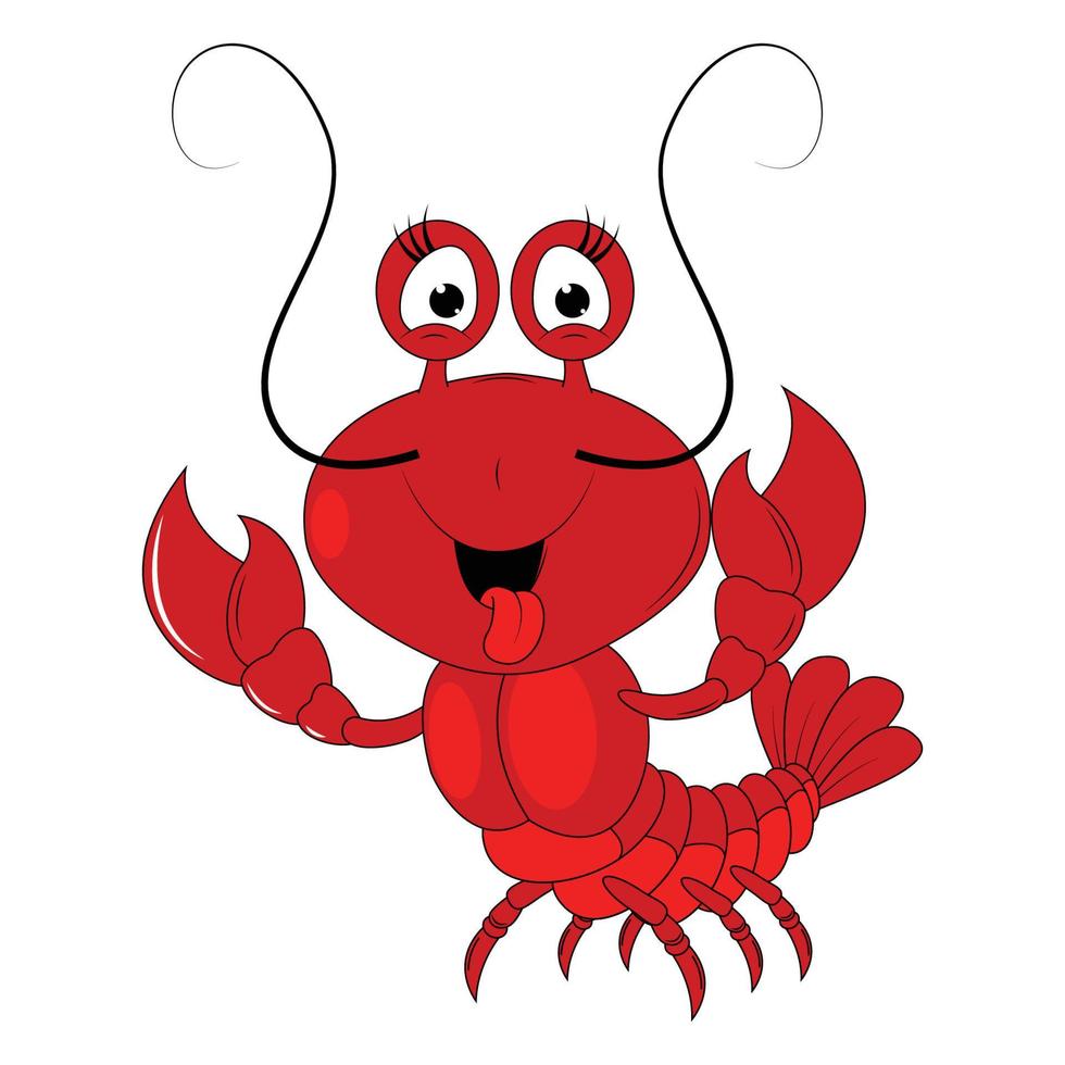 cute lobster animal cartoon vector