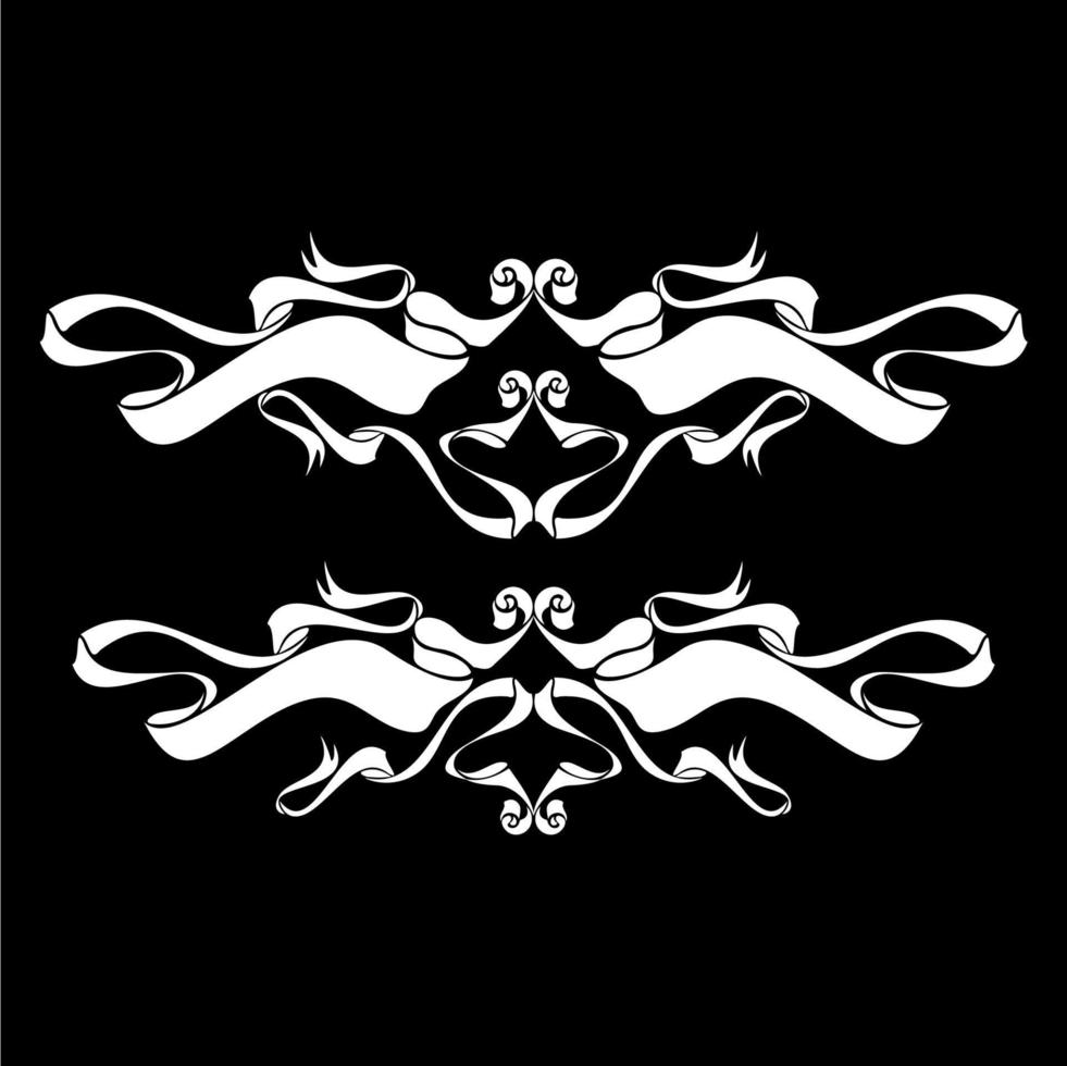 Vintage ornate seamless border vector set concept pattern in traditional style. curls and spirals ornament isolated on black background