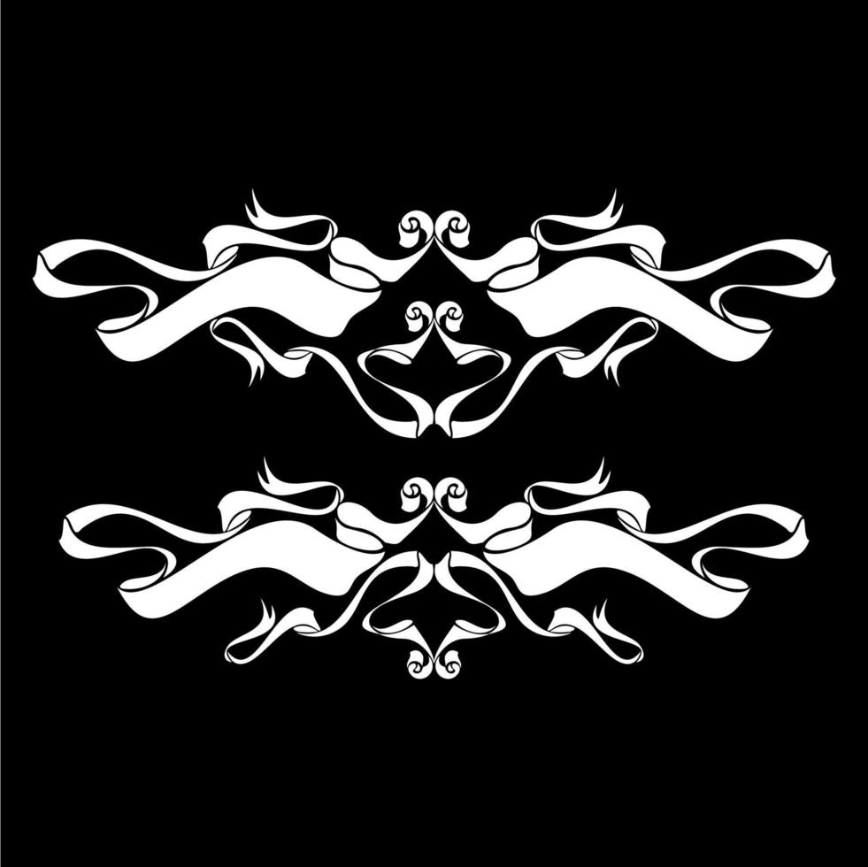 Vintage ornate seamless border vector set concept pattern in traditional style. curls and spirals ornament isolated on black background