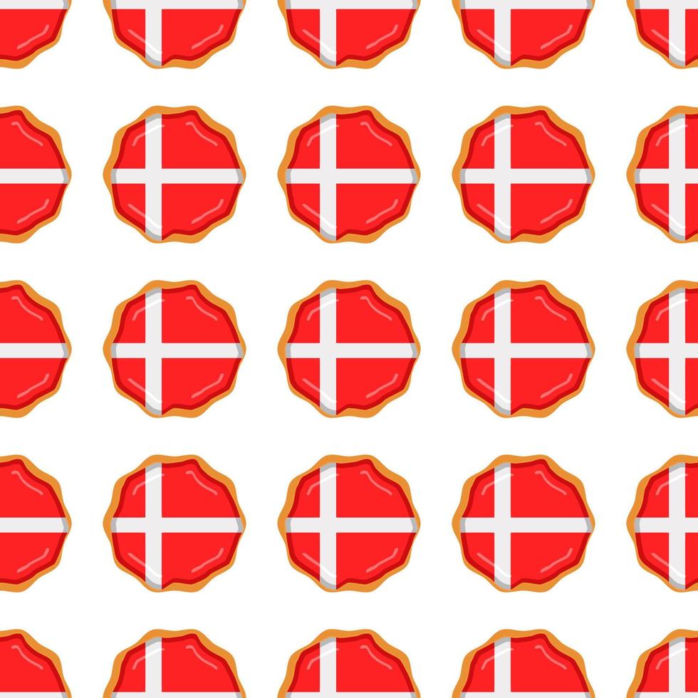 Pattern cookie with flag country Denmark in tasty biscuit vector