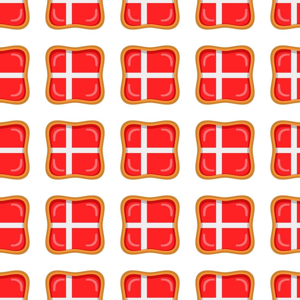 Pattern cookie with flag country Denmark in tasty biscuit vector