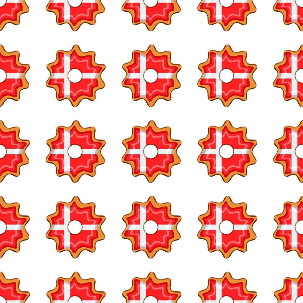 Pattern cookie with flag country Denmark in tasty biscuit vector