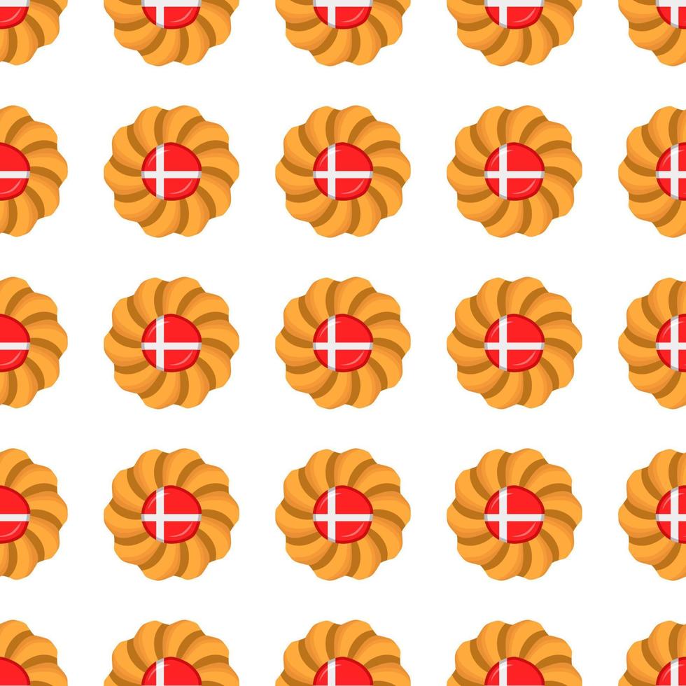 Pattern cookie with flag country Denmark in tasty biscuit vector