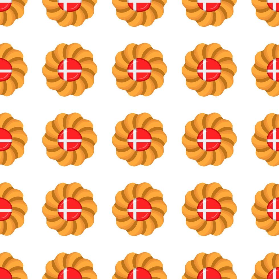 Pattern cookie with flag country Denmark in tasty biscuit vector