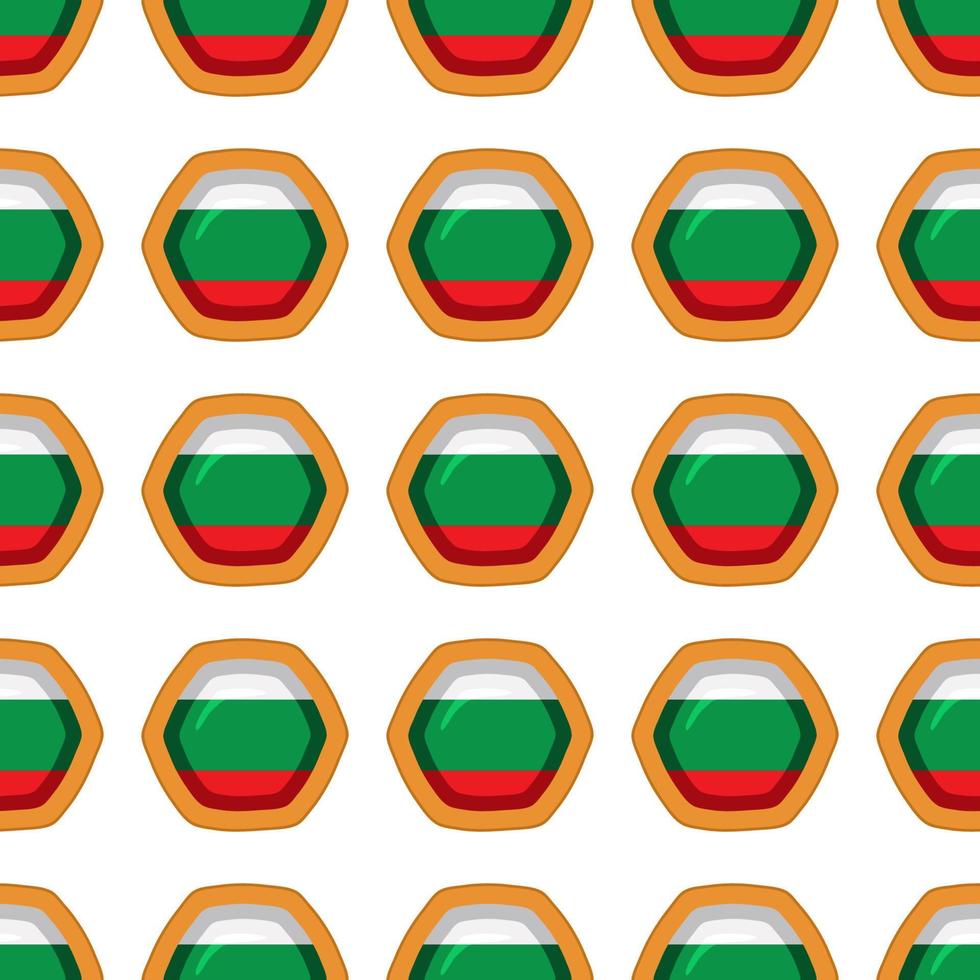 Pattern cookie with flag country Bulgaria in tasty biscuit vector