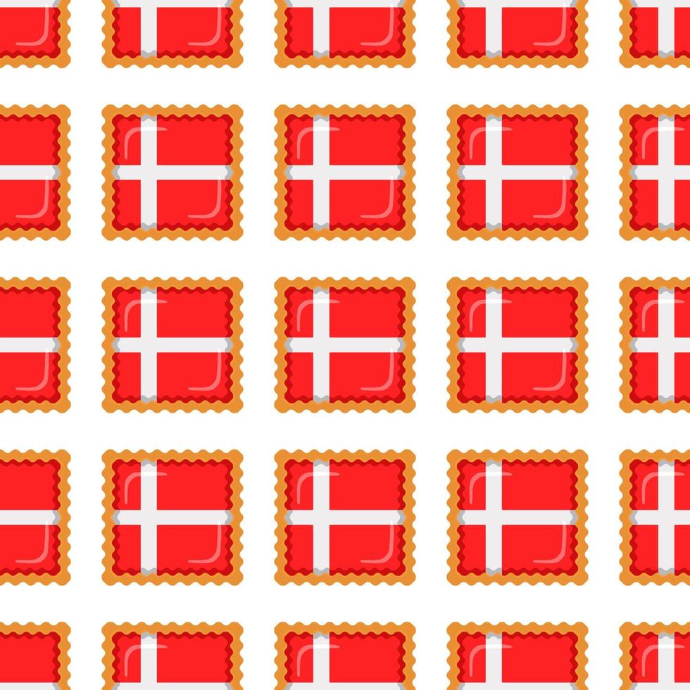 Pattern cookie with flag country Denmark in tasty biscuit vector