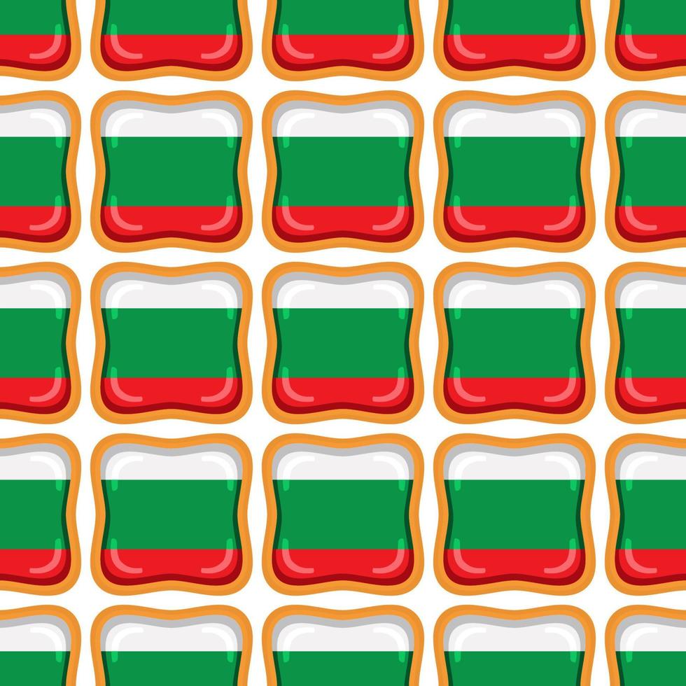 Pattern cookie with flag country Bulgaria in tasty biscuit vector