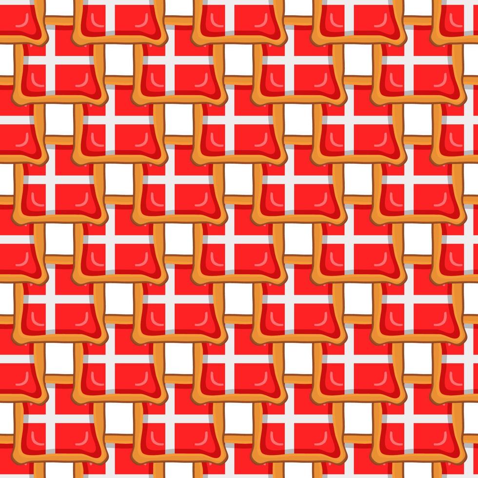 Pattern cookie with flag country Denmark in tasty biscuit vector