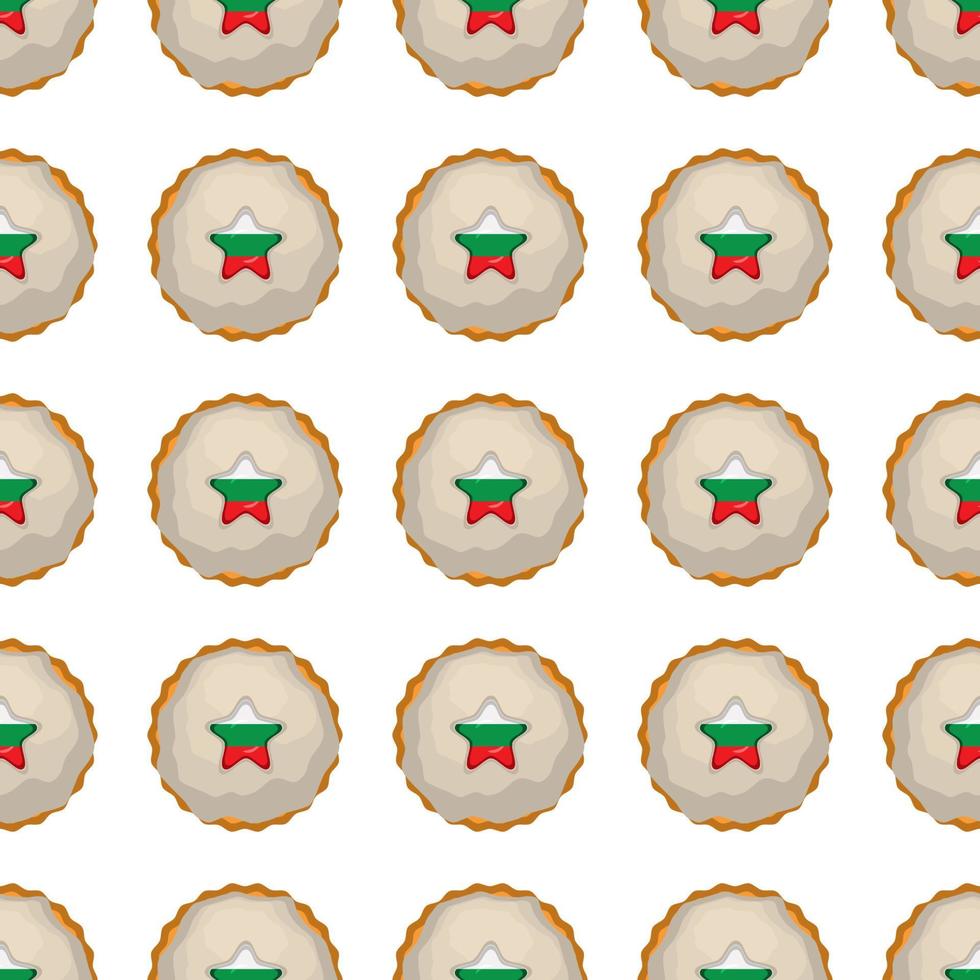 Pattern cookie with flag country Bulgaria in tasty biscuit vector