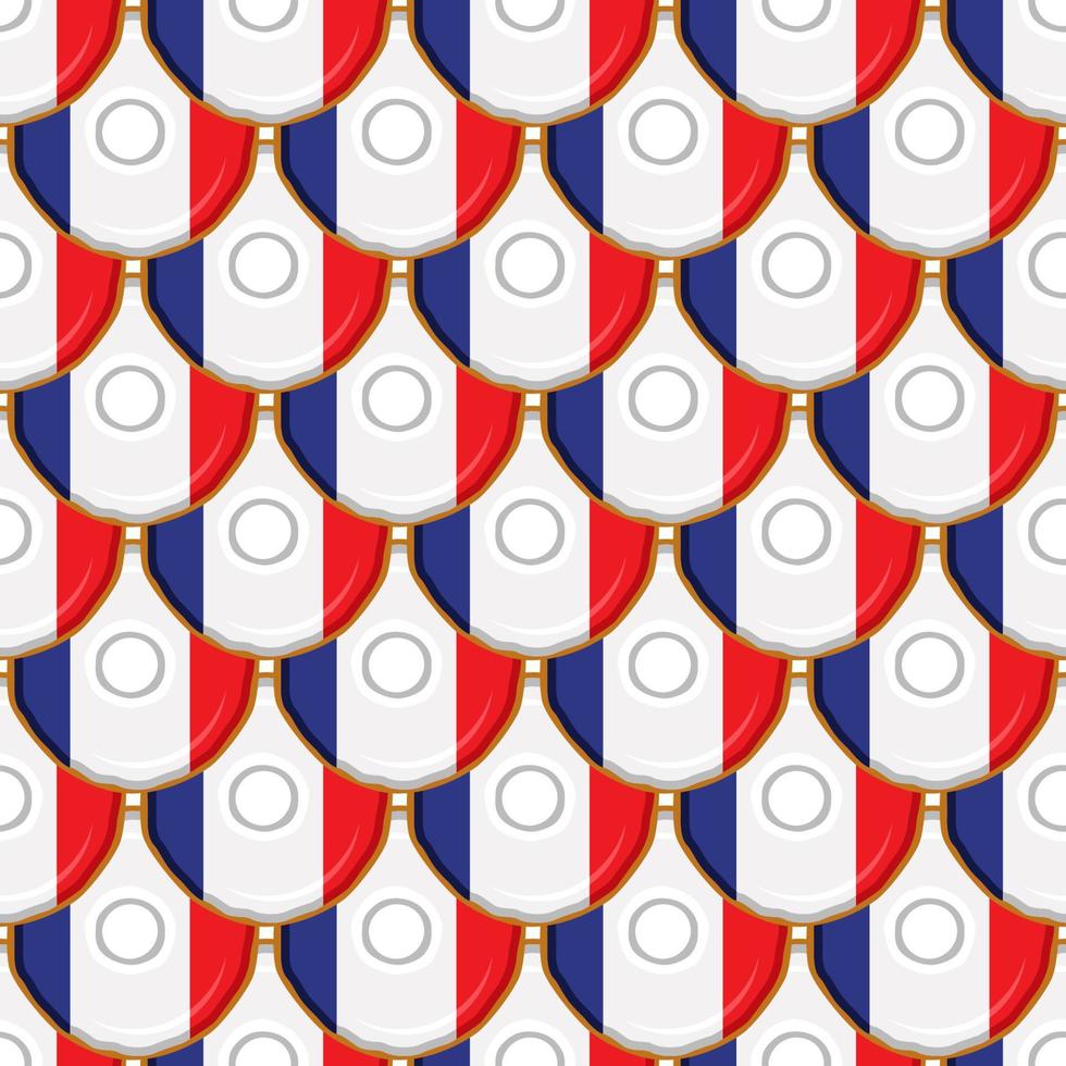 Pattern cookie with flag country France in tasty biscuit vector