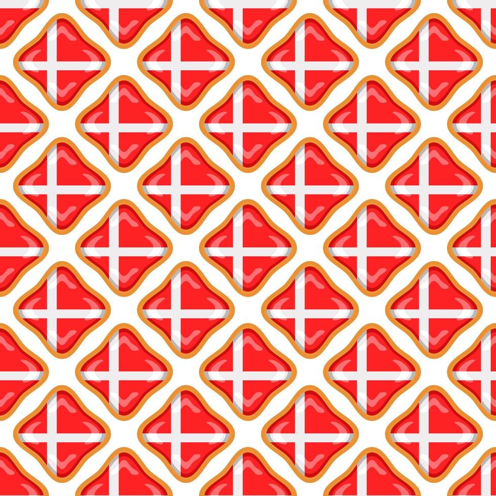 Pattern cookie with flag country Denmark in tasty biscuit vector