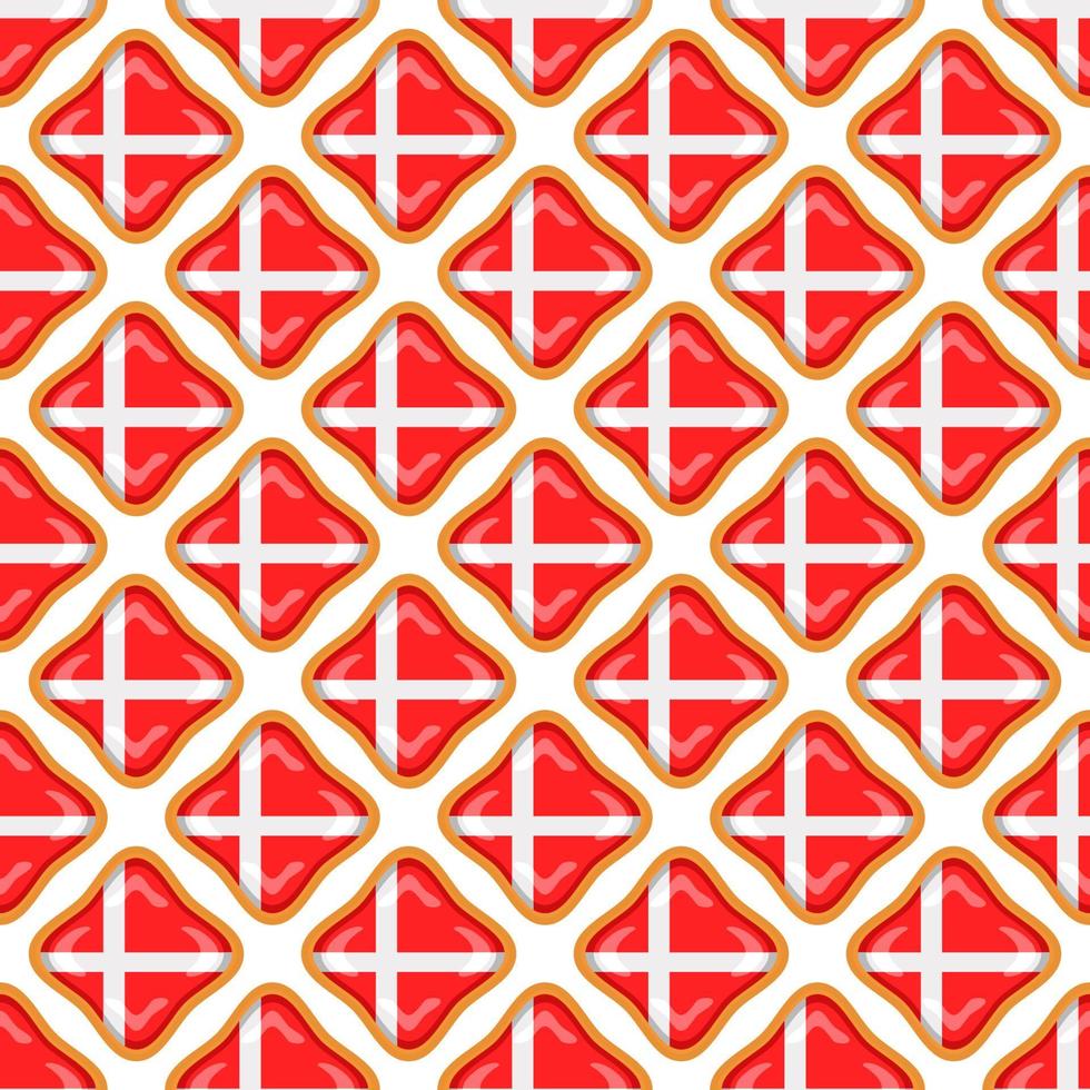 Pattern cookie with flag country Denmark in tasty biscuit vector