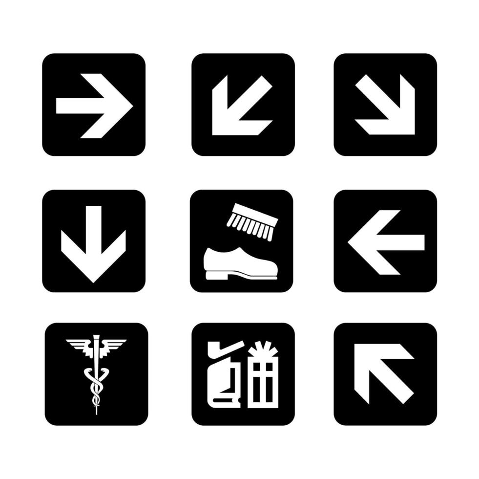 mix icon symbol isolated on arrow start white background, arrow sign, hospital logo, shoes vector