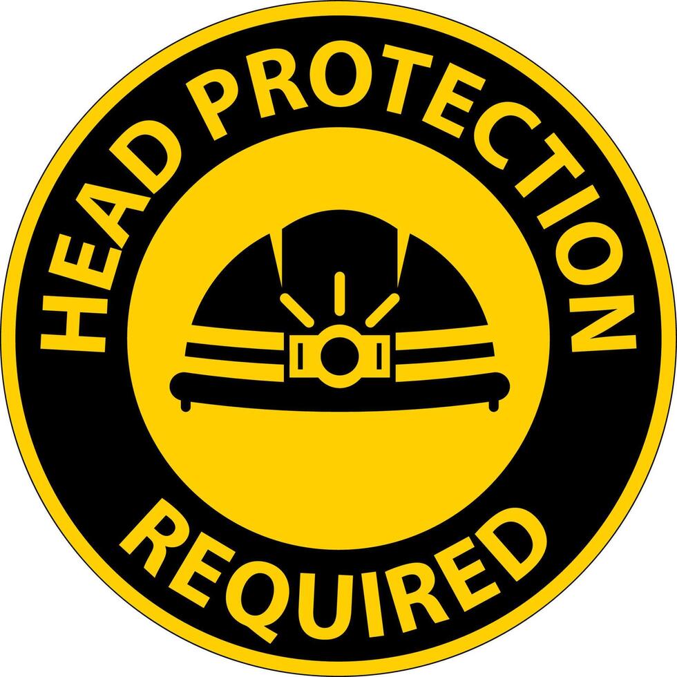 Head Protection Required Sign On White Background vector