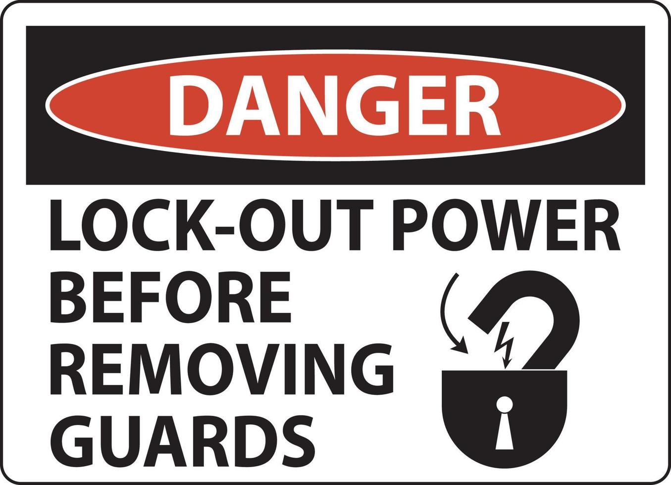 Danger Lock-Out Power Label On White Background vector