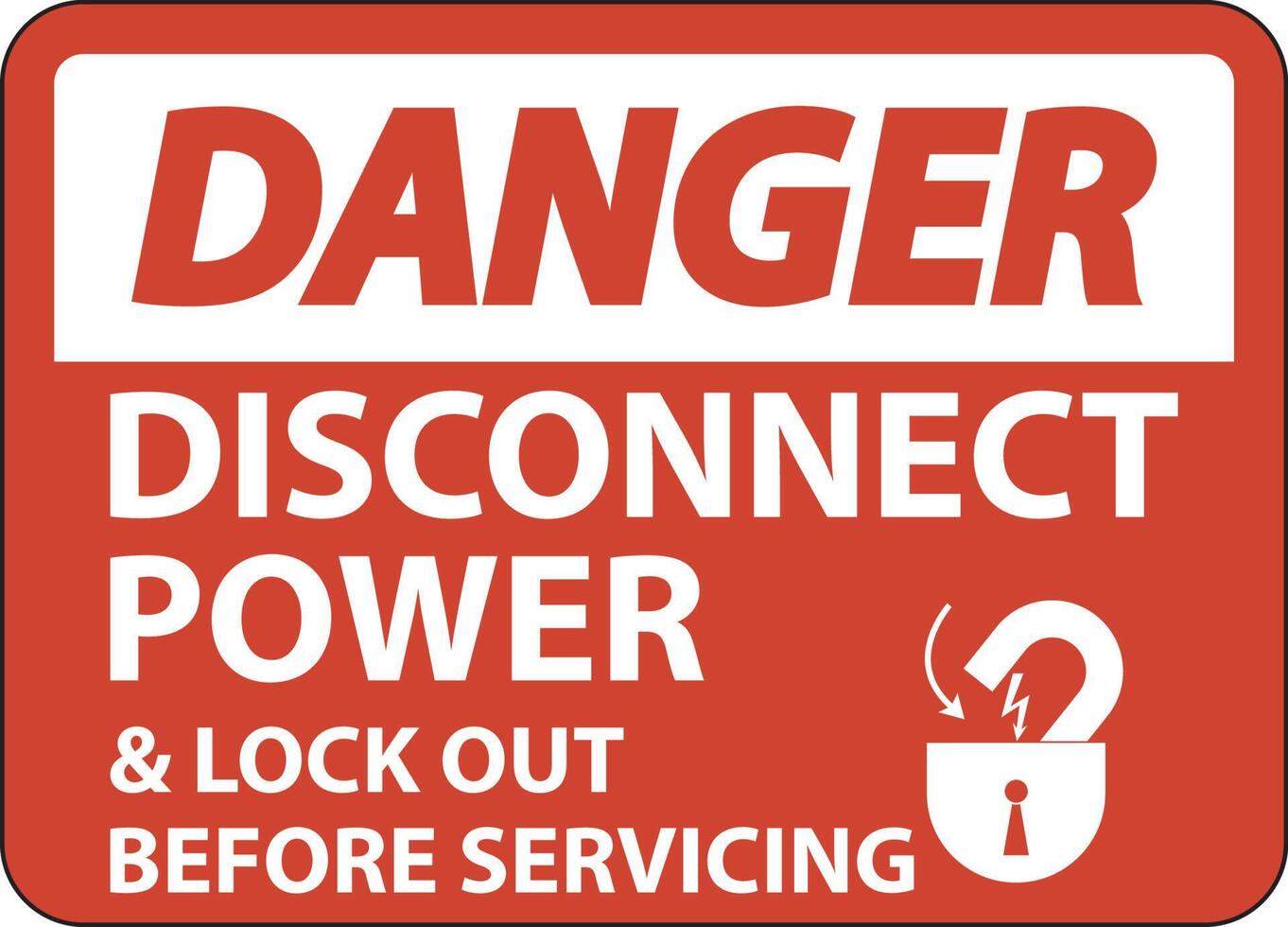 Danger Disconnect Power Label On White Background vector