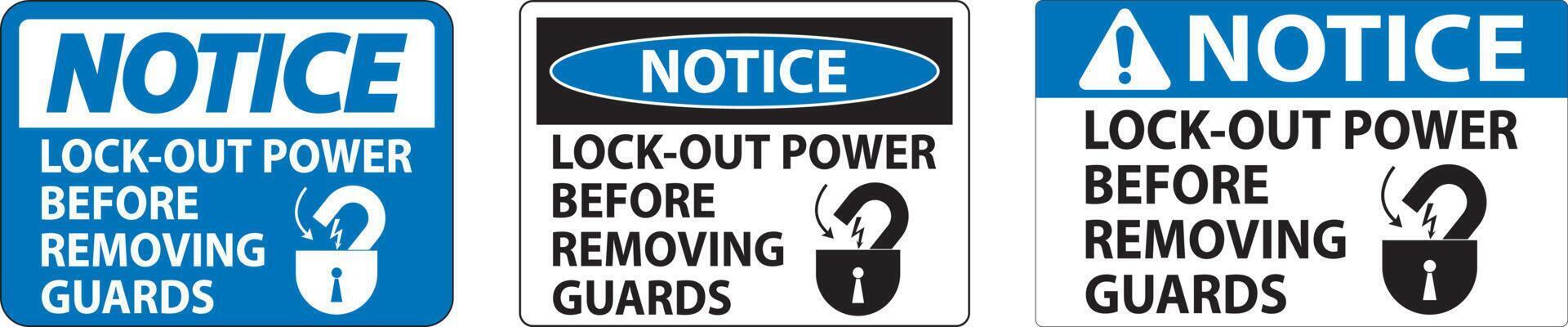 Notice Lock-Out Power Label On White Background vector