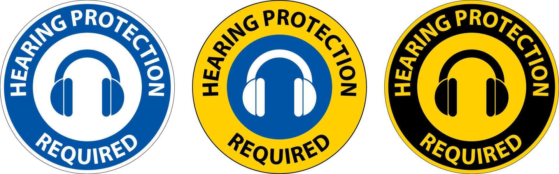 Hearing Protection Required Sign On White Background vector
