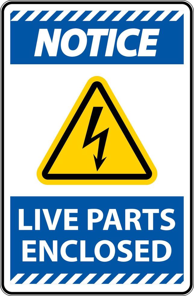 Notice Live Parts Enclosed Sign On White Background vector