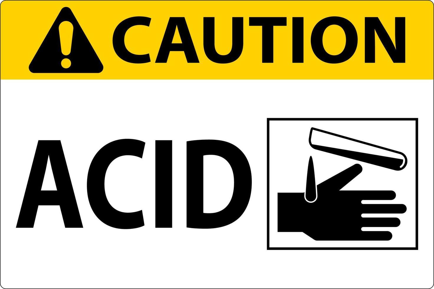Caution Acid Sign On White Background vector