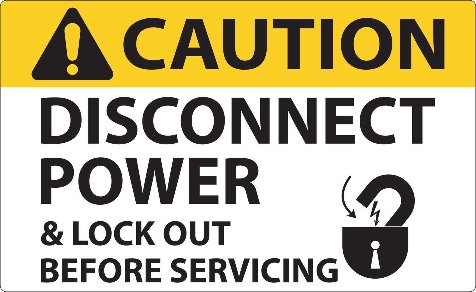 Caution Disconnect Power Label On White Background vector